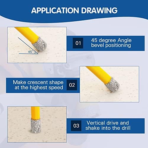 HIGHDRIL Diamond Core Drill Bit,1/2"(12mm) with M14 Thread Dry drilling for Porcelain Tile Ceramic Granite Marble Stone Masonry Brick