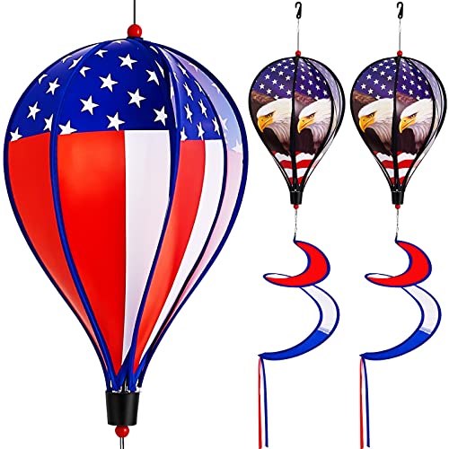 5 Pcs Patriotic Hot Air Balloon Wind Spinner Garden Windmills And Spinners Decorations America Flag Hanging Wind Spinner Plastic Outdoor Garden Lawn Yard Windsock Ornaments(Flag Style) #TOP26