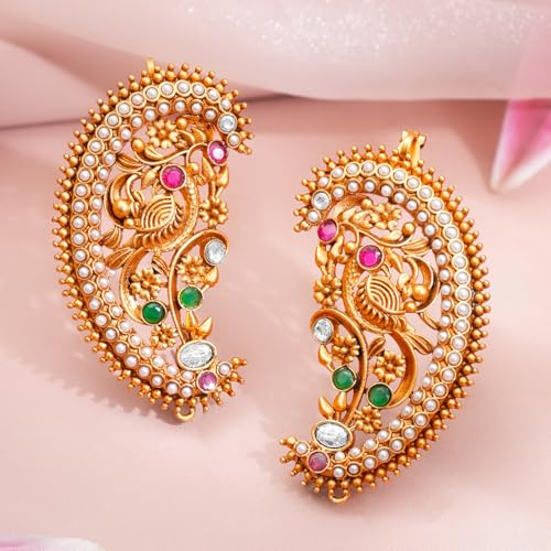 Image of Rubans Ear Cuff Jhumka Earrings Indian Ethnic Jewellery Gift for Women & Girls