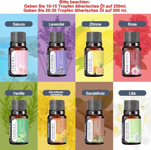 ZOVHYYA 500ML Aroma Diffuser für Ätherische Öle Aromatherapie-Diffuser mit 8 Ölen, Fernbedienung, 4 Timer, 14 Farben und 2 Sprühmodi(Goldgelb)