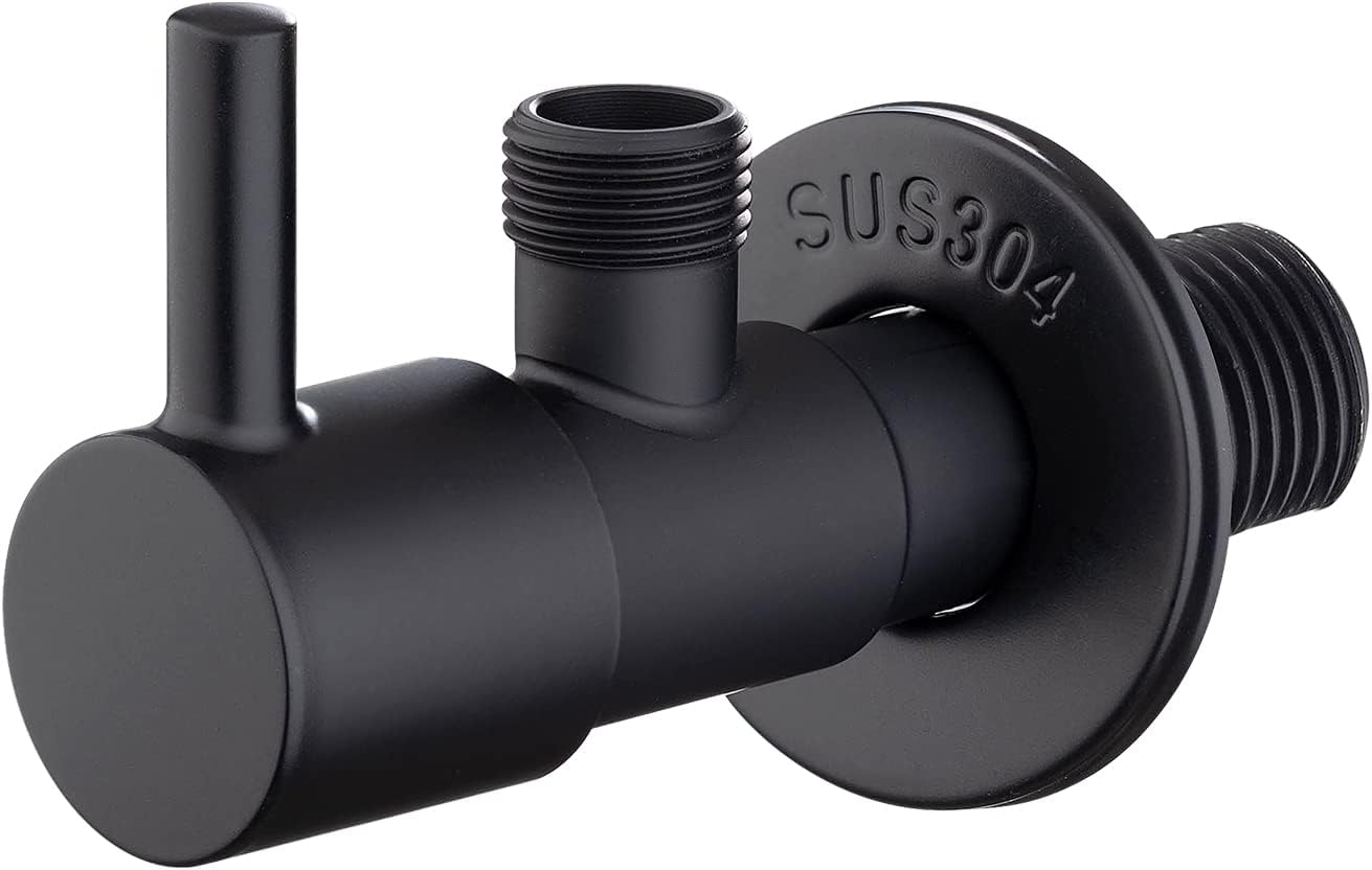 Ibergrif 1/2" x 3/8" BSP Angled Water Isolating Valves Diverter for Wall Mounted Basin Sink, Warmer System, Chrome Brass Black M22025B-3/8