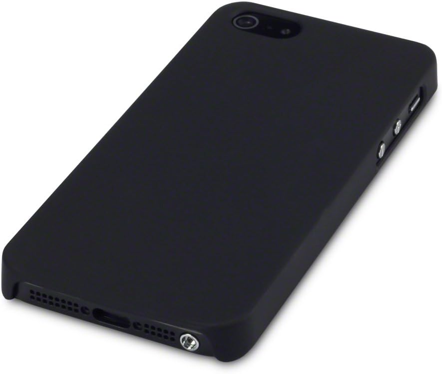 iPhone 5/5S Hybrid Rubberized Back Cover Case (Solid Black)