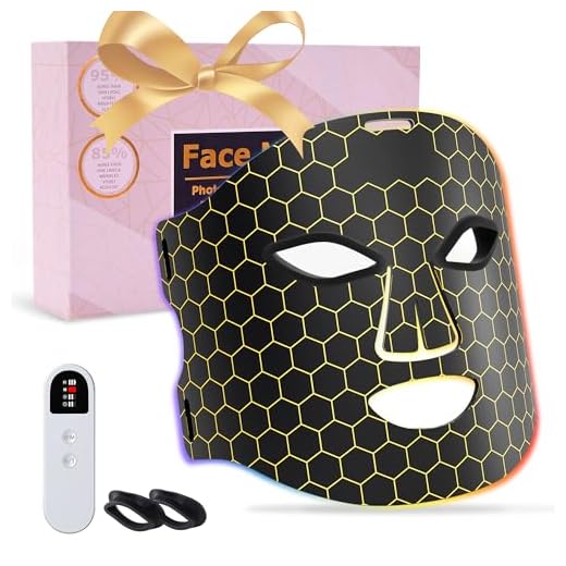 Rotlichtlampe LED Maske – 4-Farben-Lichttherapie mit 240 LEDs, Wiederaufladbare Lichttherapie für Anti-Aging, Hautverjüngung und Straffung (Schwarz2)