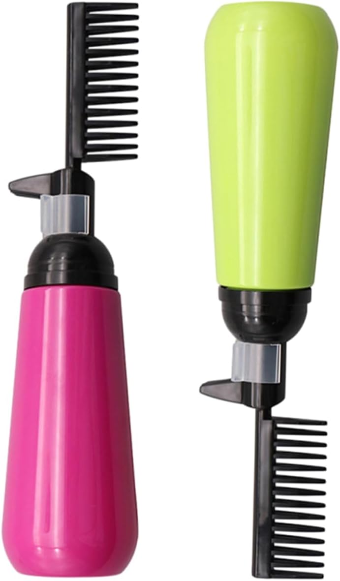 2pcs Hair Dye Applicator Bottles with Comb Detachable Coloring Bottles for Barbershop and Home Use Random Colors Hairdressing Dyeing and Perming