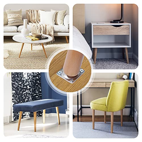 16 inch Table Legs, Wood Furniture Legs Set of 4, Round Replacement Mid Century Modern Style Tapered Desk Chair Legs for Night Stand End Coffee Table - Thumbnail 4