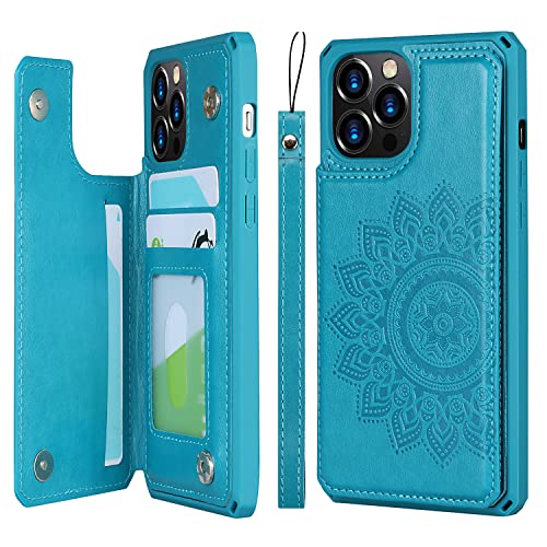 Cavor for iPhone 12 Wallet Case with Card Holder for Women Men, Blue