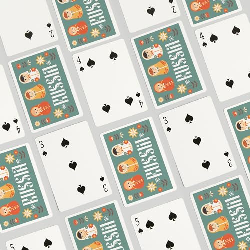 Baraja de cartas Póker 52 piezas Decoración rusa miniatura 4