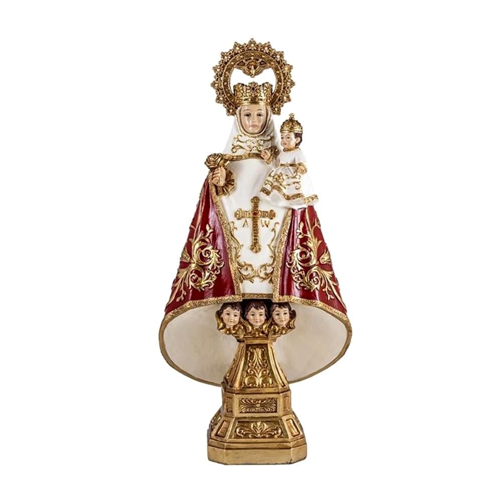 Virgen Covadonga 40 cm. imagen resina color detalle peana dorada