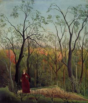 Peinture à l'huile Forest Promenade 1886 par Henri Rousseau toile de 30x36 pouces