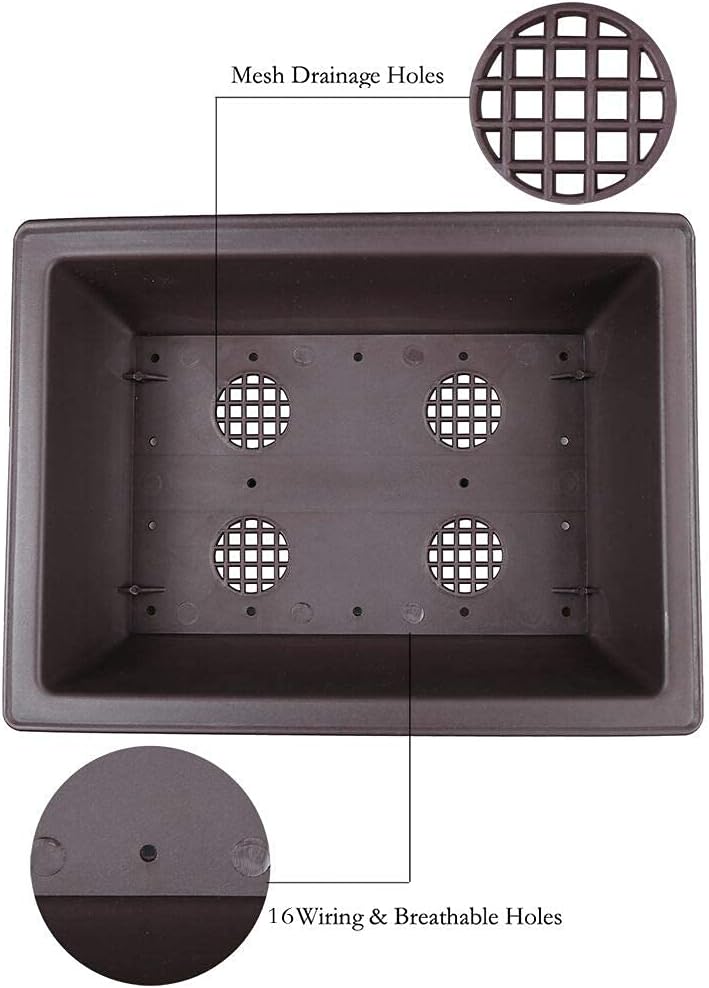 MUZHI 3PCS Large Rectangular Bonsai Tree Pots Planters with Tray 11"
