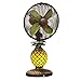 RIIMUHIR DecoBREEZE Oscillating Table Fan and Tiffany Style Table Lamp, 3 Speed Circulator Fan, 10 in, Pineapple