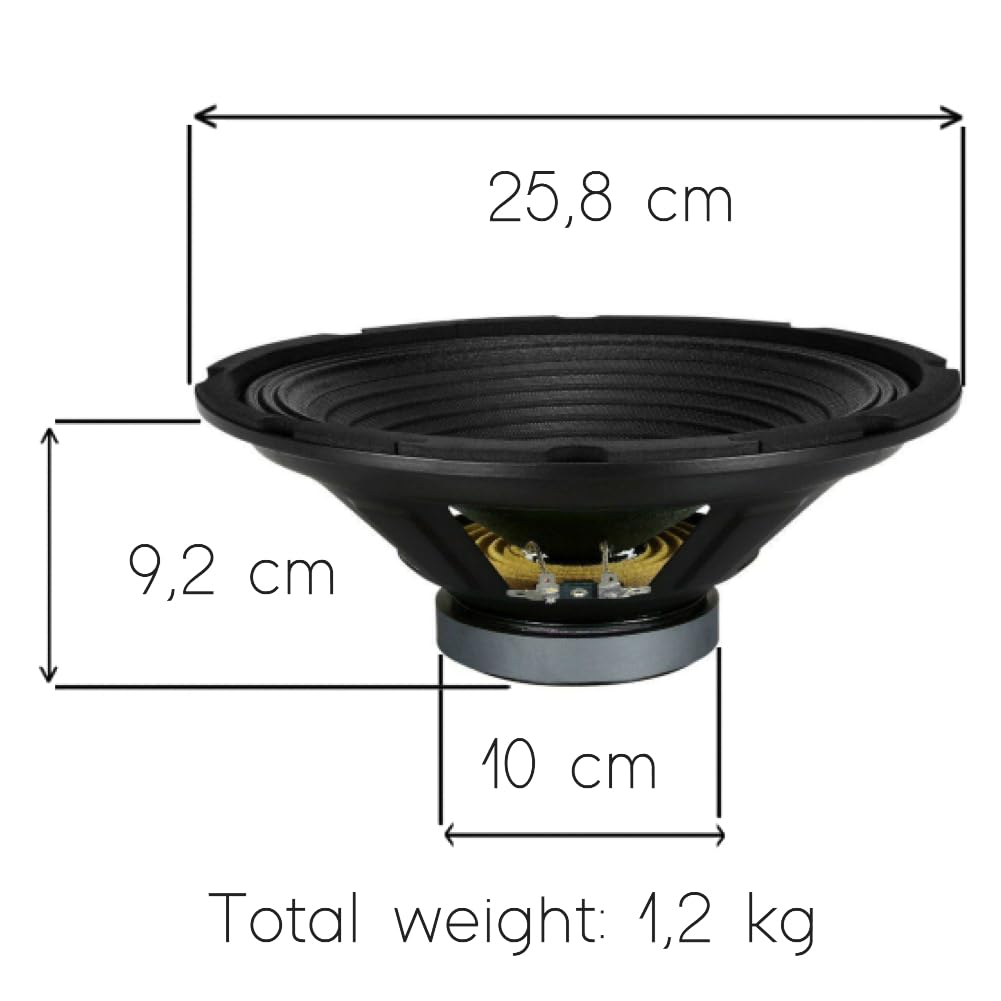 KIT SET PER PYRAMID WH10 1 altoparlante diffusore 25,00 cm 250 mm 10" da 150 watt rms e 300 watt max impedenza 8 ohm per casa feste party karaoke, 1 pezzo + accessori di montaggio