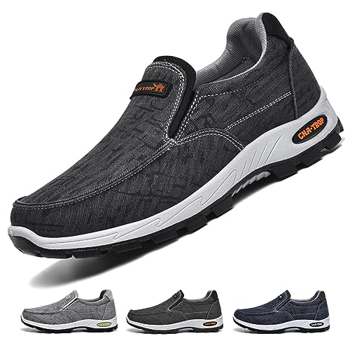 Men's Canvas Slip-on Orthopedic Loafers,Outdoor Breathable Non-Slip Fashion Flats Driving Sneakers Casual Walking Boat Shoes