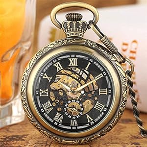 Zakhorloge Retro mechanisch zakhorloge Handopwindend uurwerk Romeinse cijfers Display skelet Steampunk FOB hanger horloge Vintage horloges, brons