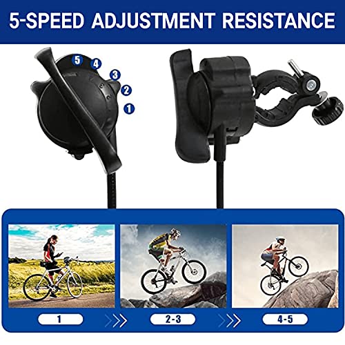 Indoor Bike Trainer Stand, 300Lbs Foldable Magnetic Bicycle Exercise Stand W/5 Speed Level Wire Control Adjuster, Front Wheel Riser Resistance, Riding Magnetic Bike Trainer For Mountain & Road #TOP2