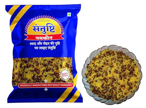 Image of Santushti Namkeen Khatti Mithi Dalmoth- 200gm | Authentic Spicy Snack | Made in Groundnut Oil | Crispy Crunchy Indian Sev for Tea Time, Parties, Travel, Office and Everyday Snacking