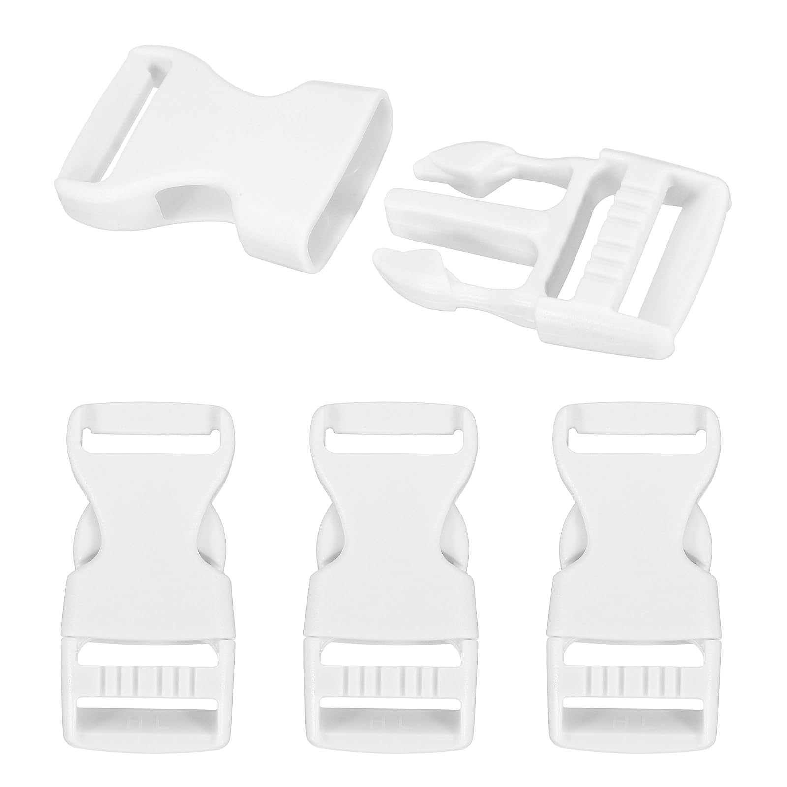 PATIKIL 4 Pack Quick Side Release Buckle, 1"(25mm) Plastic Buckle Clip Dual Adjustable Belt Snap Fasteners Clasp for Backpack Outdoor Paracord Bracelets Pet Collar, White