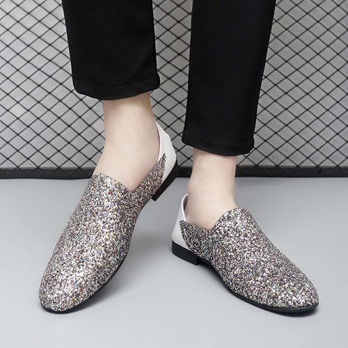 Men's Women's Loafers Glitter Formal Tuxedo Suit Uniform Shoes,Suitable for Wedding,Party,Prom,Nightclub,Fashion Pointed Toe Leather Shoes 6