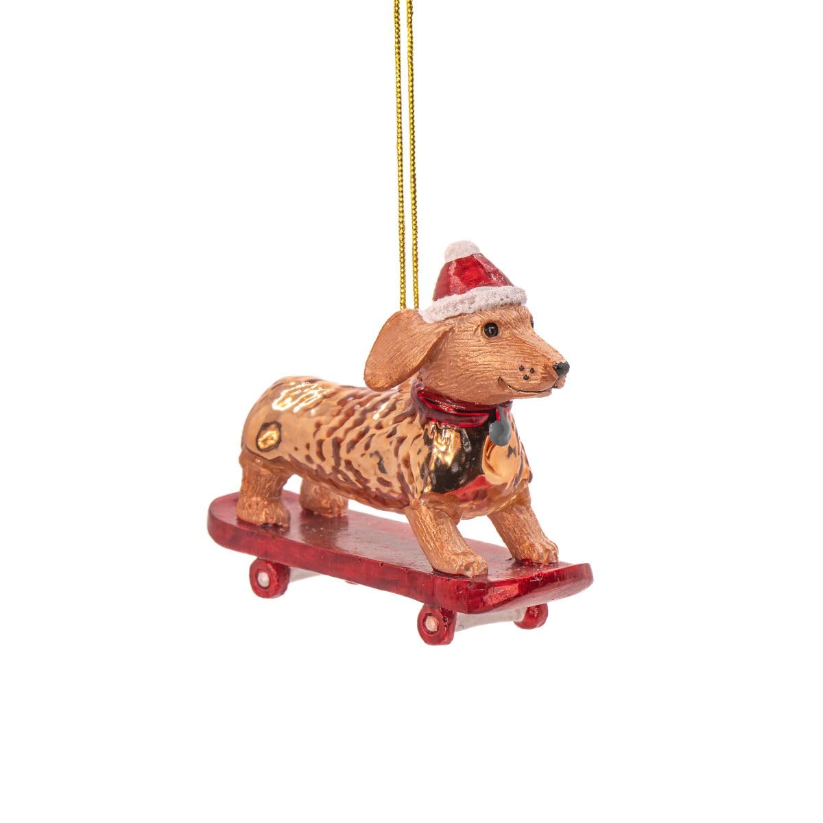 Sass & Belle Sausage Dog on Skateboard Christmas Tree Decoration with Twine