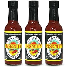 Daves Gourmet Original Insanity Hot Sauce - As Seen on Hot Ones Season 1 - Sauce for Burgers, Burritos, Stews - Hot Sauce Challenge Favorite - Bold Flavor Red Sauce - 5oz Pack of 3