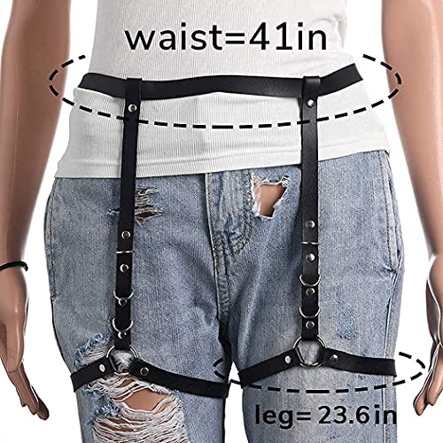Bodiy Punk Leather Thigh Harness Black Rave Waist Belts Leg Garter Belts Body Chain Jewelry For Women And Girls #TOP2