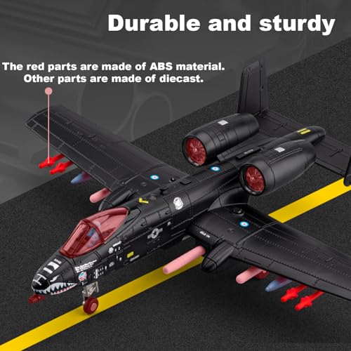 A10 Warthog Diecast Model Airplane Toy, 1:72 Plane Thunderbolt II, Military Fighter Jet Toy, Launch Missiles, Light and Sound, Age 8+ (Blue) by chefeichi - Image 7