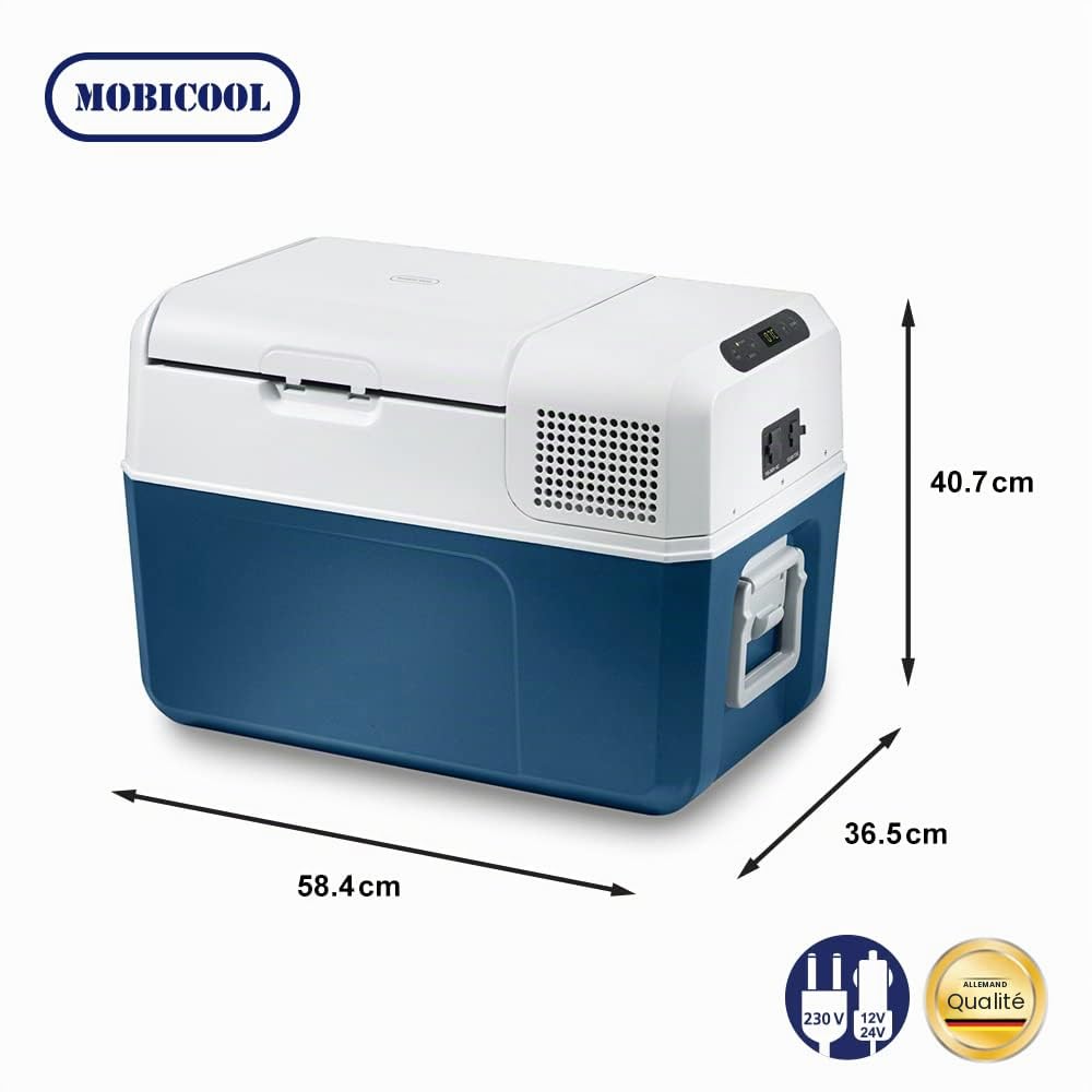 Mobicool MCF32 AC/DC glacière à compresseur 32L – 12/24V et 220–240V – Glacière électrique pour voiture, camping-car et bateau – Plage de température +10 °C à –10 °C