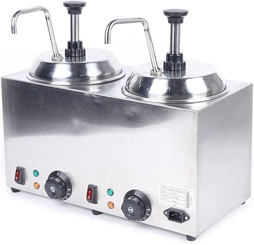 Miniatura 3 de Calentador dispensador de queso Nacho, 2 dispensadores dobles de 2.1 cuartos de galón, dispensador eléctrico comercial de salsa de queso de 1600 W,
