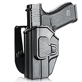 Gun & Flower Left Hand Holster for Glock 43 / 43X, OWB Paddle Holster with Index Finger Release, Level II Retention, 360° Adjustable – Not Fit Light or Laser Attachments