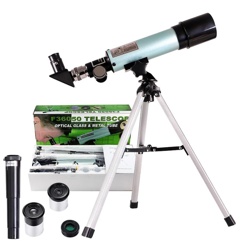 Telescope for Beginners, 90X Portable Astronomical Refractor with 15" Tabletop Tripod, 2 Eyepieces & 1.5X Barlow Lens, 50mm Aperture, Ideal STEM Science Gift for Kids to Explore Moon Space-image-10