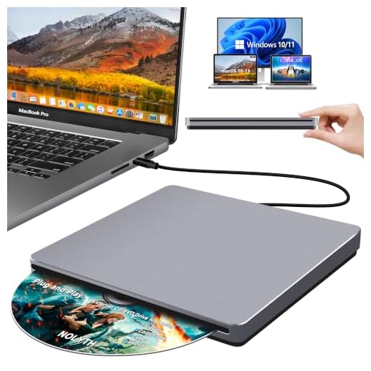 NOLYTH USB C SuperDrive for Mac, Slot-in External CD/DVD Drive for Laptop