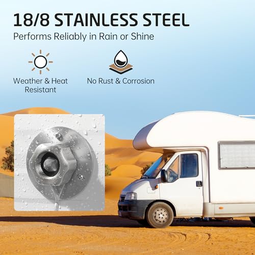 Image of KES All Metal RV Water Inlet Connection with Check Valve, 18 /8 Stainless Steel RV City Water Inlet Replacement, Upgraded Leak-Proof Design for Camper, Trailer, Marine & Boat, Brushed Finish, RWI200-BS