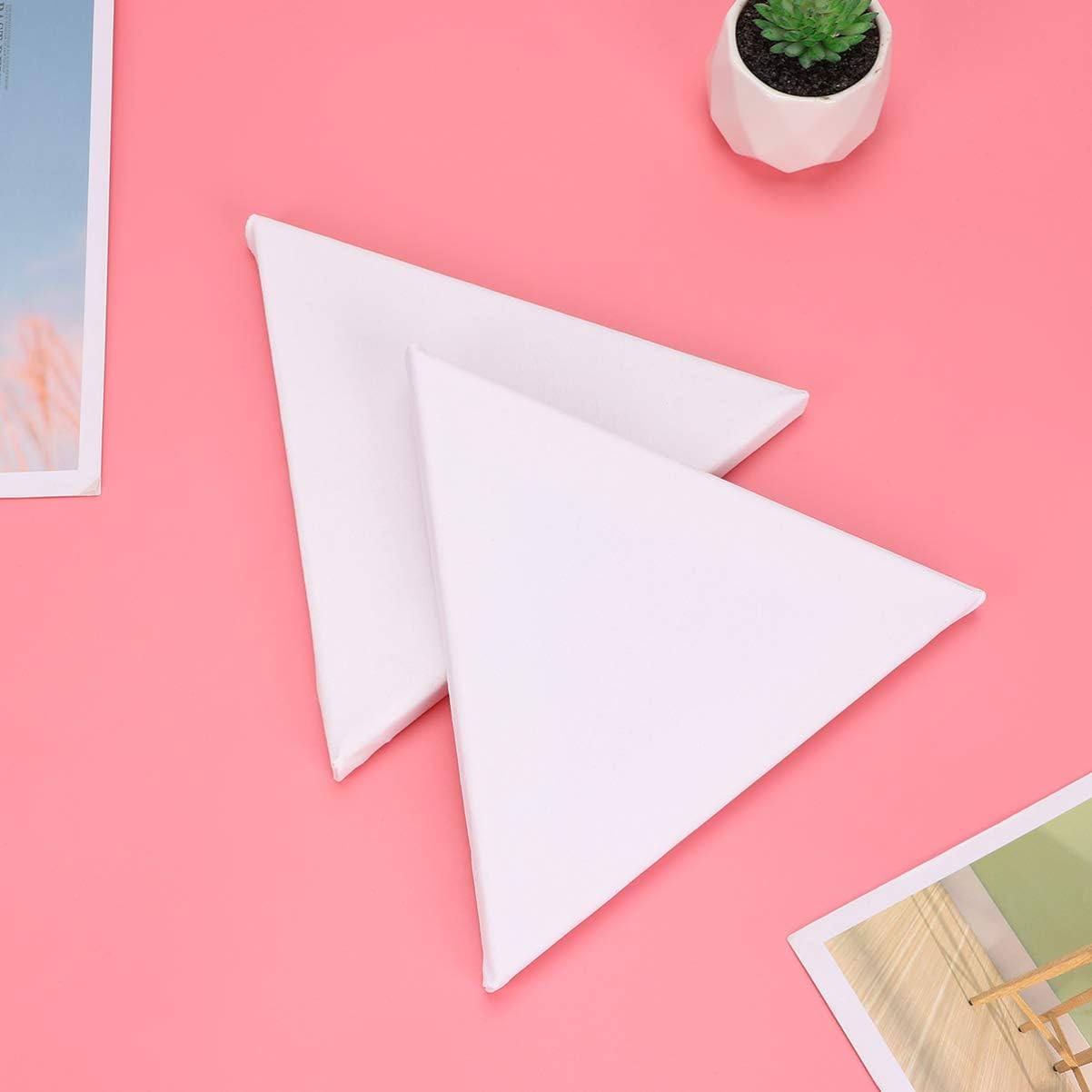 2pcs Stretched Canvas Irregular Pre Stretched Canvas for Painting Drawing Boards for Oil Acrylic Painting and Crafts 12x12 Inch (Triangle)