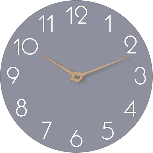 cicininc Wall Clock - Grey Kitchen Wall Clocks Battery Operated, Modern Silent Wall Clocks Non-Ticking - Small Decorative Clock for Bedroom Kitchen Bathroom Office Living Room (10")
