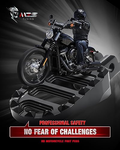 Image of MZS Motorcycle Foot Pegs, 2018-2025 Front Adjustable Footpegs Accessories MX Serrated Wide Pedal Compatible with Softail Breakout Deluxe Fat Bob Fat Boy Heritage Low Rider Slim Street Bob Sport Glide