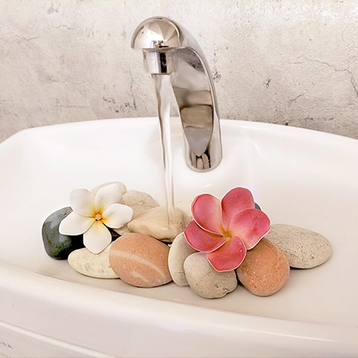 【Cocobari】トイレタンク 飾り石セット プルメリア造花付き インテリア…