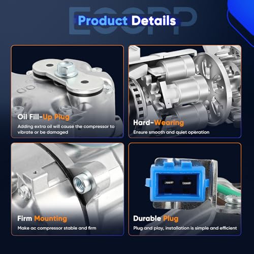 Image of ECCPP AC Compressor 1993-1999 Fit for Volkswagen Jetta 2.0L | 1993-1999 Fit for Volkswagen for Golf 2.0L Fast Cooling AC Compressor with Clutch Low Vibration Fuel Efficient