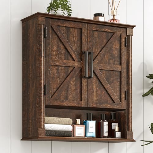 Farmhouse Bathroom Storage Cabinet,Wooden Bathroom Wall Cabinet with Roman Column