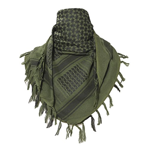 TACVASEN Women Cotton Military Tactical Desert Keffiyeh Scarf Wrap Army Green