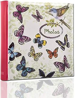 Arpan Cream Photo Album Large Slip In Album 200 Holds 6 x 4'' - Vintage Butterfly