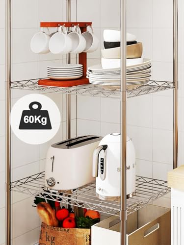 4 Tier Storage Shelving Unit Multipurpose helving Unit 120x56x35CM Metal Storage Shelf Rack for Laundry Bathroom Kitchen Office - Image 6