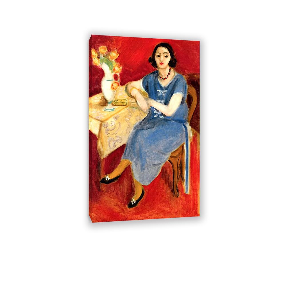 Mycggdgh Unframe Henri Matisse Painting Reproduction Woman In Blue At A Table Red Famous Art Poster Henri Matisse Wall Decor For Bedroom Picture For Living Room Bathroom Office 70X120cm(28X47in) Frame