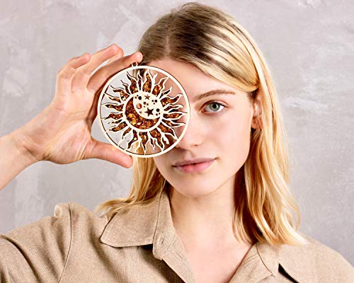 Handgefertigter baltischer Bernstein Mandala-Kunst-Dekoration, Buntglas-Souvenir, Edelstein Vitrage des Lebens (helle Sonne)