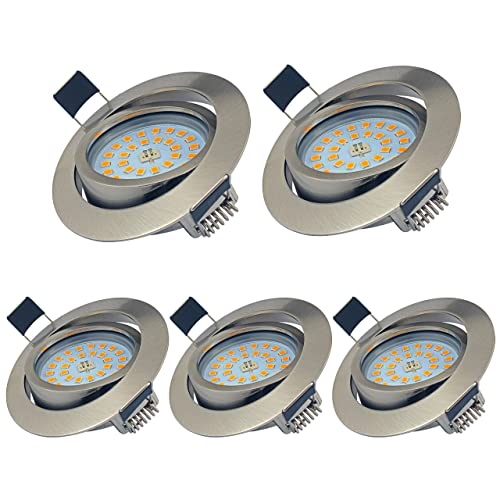 TVGO LED Einbaustrahler Dimmbar 5er Set 5W 400LM Warmweiß 3000K IP44 230V...