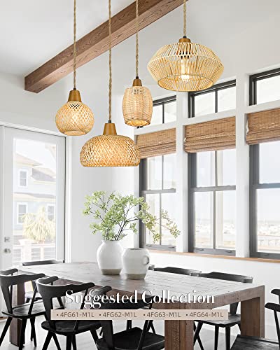 Femila Plug In Pendant Light Rattan Hanging Lights With Plug In Cord, 2 Pack Handmade 15Ft Hemp Rope Wicker Woven Hanging Lamp, 4Fg61M1L-2 Plug #TOP6