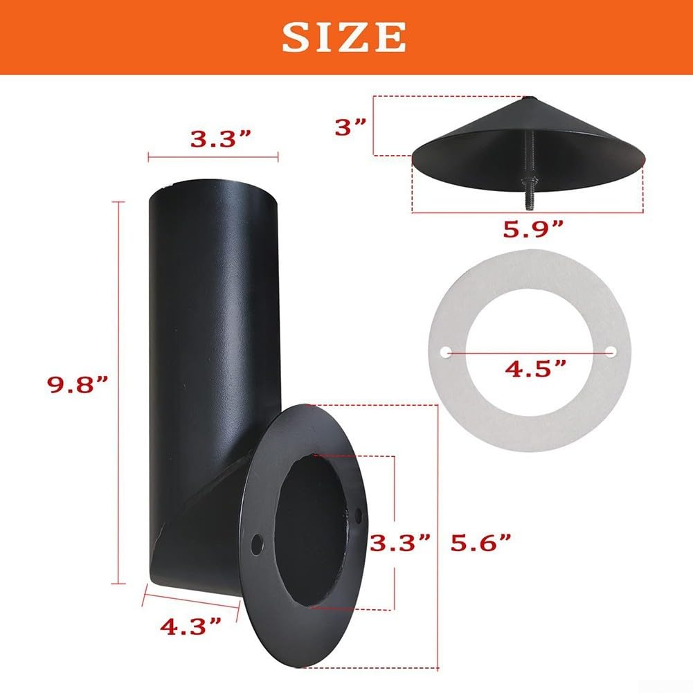 Pile de fumée pour barbecue Traeger en acier avec ensemble complet de cheminée comprenant joint, bouchon, tuyau de conduit, vis, rondelles, écrous