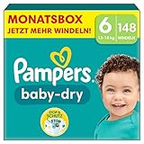 Pampers Windeln Größe 6 (13-18kg) Baby-Dry, Extra Large, MONATSBOX, bis zu 12 Stunden Rundum-Auslaufschutz, 148 Stück