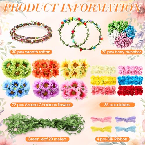 Suncalla 30 Sets Flower Crowns Kit, DIY Floral Wreath Garland, Azalea by Suncalla - Used condition - Image 2