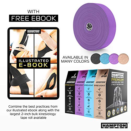 (135 Feet) Bulk Kinesiology Tape Waterproof Roll Sports Therapy Support For Knee, Muscle, Wrist, Shoulder, Back / Original Uncut Premium Therapeutic Elastic & Hypoallergenic Cotton - (Purple) #TOP7