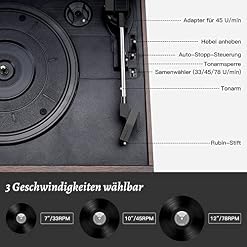 Jorlai Platine Tout-en-Un avec Haut-Parleur stéréo Externe, Lecteur de Disque Bluetooth 3 Vitesses avec Lecture CD/Cassette, Radio AM/FM, Codage USB/SD, entrée Aux-in/RCA Line-Out - Les Beatles, Paul McCartney, John Lennon, RIngo Starr, George Harrison Jorlai Platine Tout-en-Un avec Haut-Parleur stéréo Externe, Lecteur de Disque Bluetooth 3 Vitesses avec Lecture CD/Cassette, Radio AM/FM, Codage USB/SD, entrée Aux-in/RCA Line-Out – Image 3